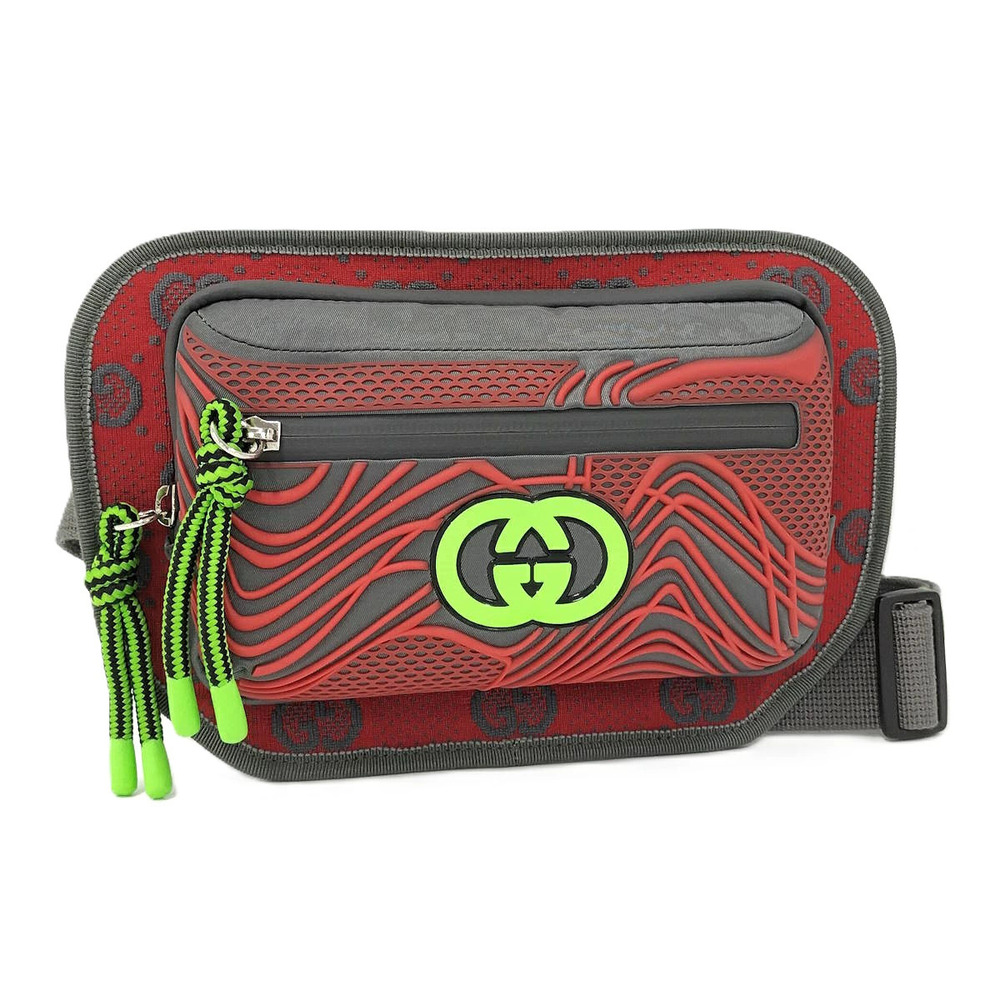 Gucci Belt Bag Body GG Gray Red